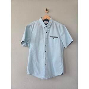 Craft + Flow Striped Button-Up Shirt Men's M Mint Green Casual Summer Vibes